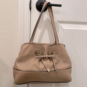 Kate Spade West Valley Tie Front Pebble Leather Purse Cream Polka Dot Interior